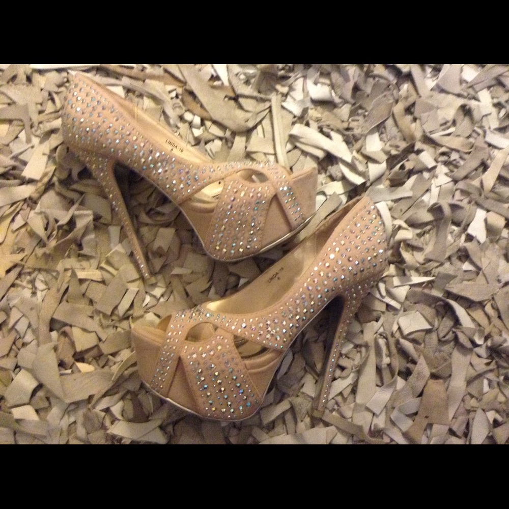 Jewel embellished open toe pumps